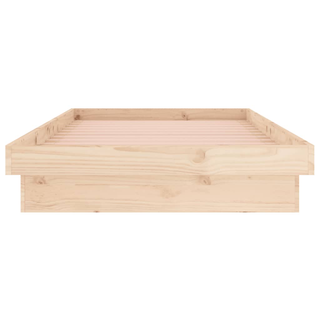 Solid Wood LED Bed Frame 90x200 cm, No Mattress Included