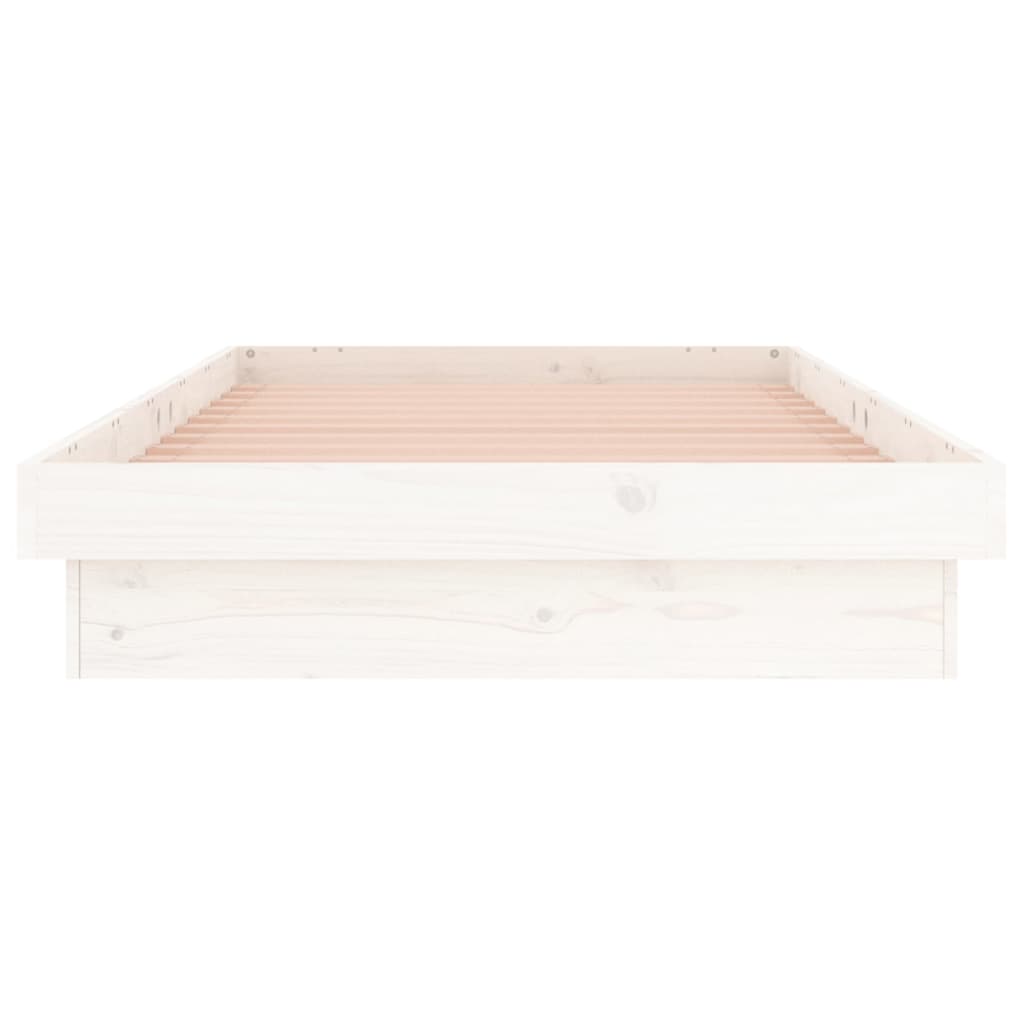 White Solid Wood LED Bed Frame 100x200 cm - No Mattress Included