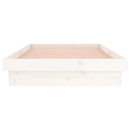 White Solid Wood LED Bed Frame 100x200 cm - No Mattress Included