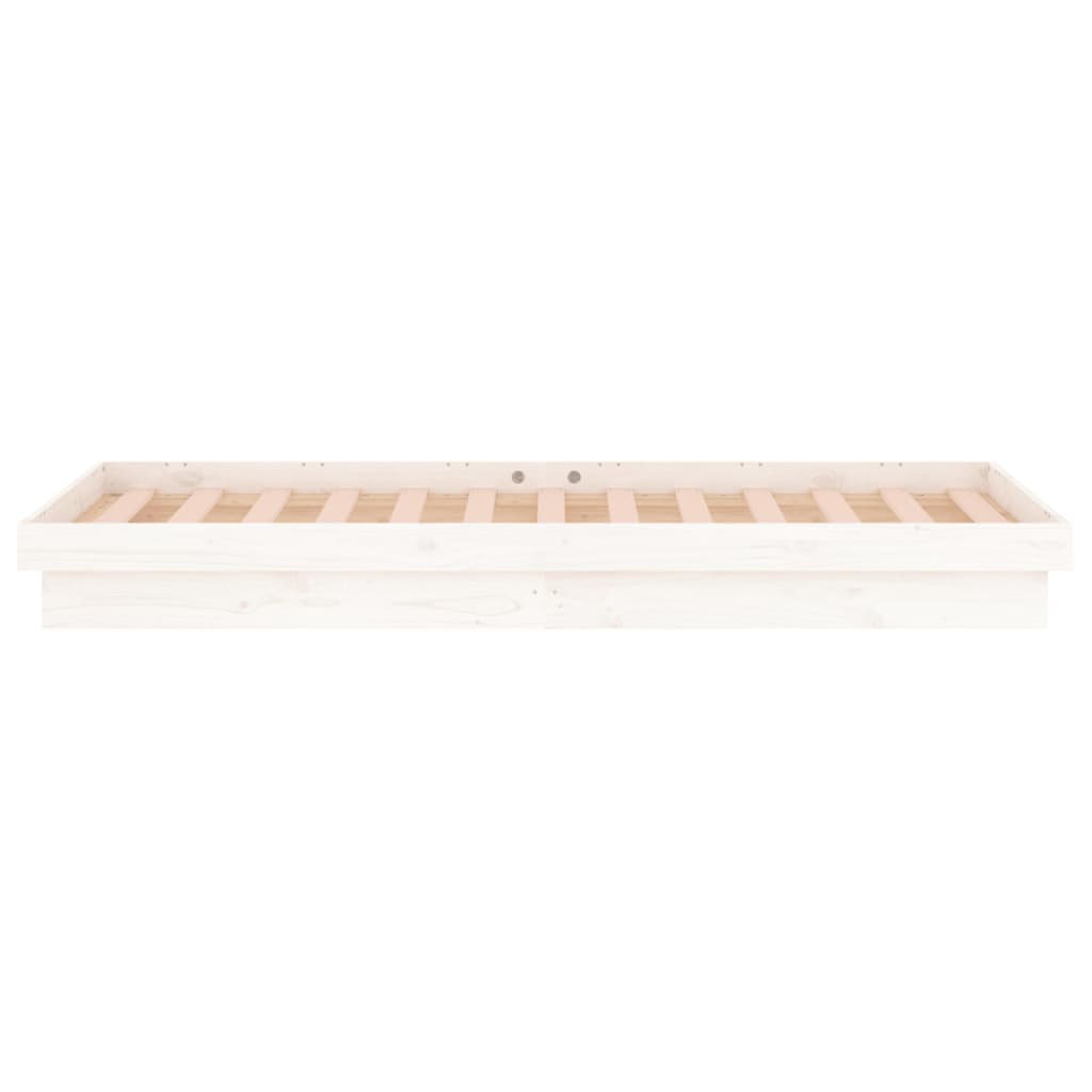 White Solid Wood LED Bed Frame 100x200 cm - No Mattress Included