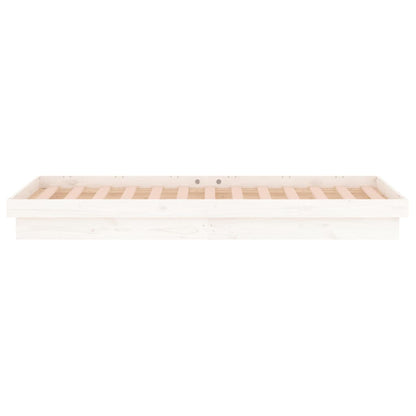 White Solid Wood LED Bed Frame 100x200 cm - No Mattress Included
