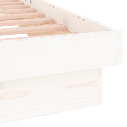 White Solid Wood LED Bed Frame 100x200 cm - No Mattress Included