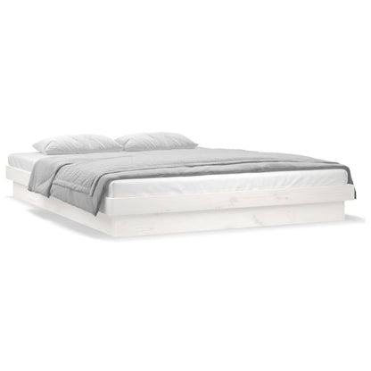 White Super King Solid Wood LED Bed Frame - No Mattress Included