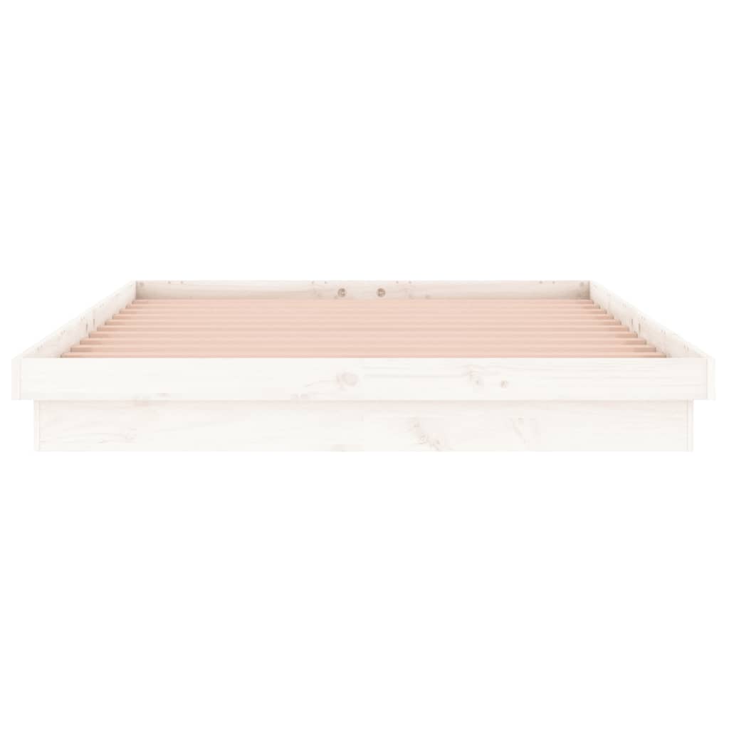 White Super King Solid Wood LED Bed Frame - No Mattress Included