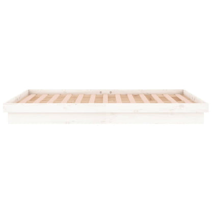 White Super King Solid Wood LED Bed Frame - No Mattress Included
