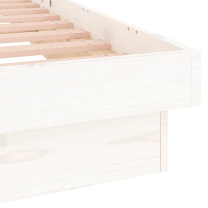 LED Bed Frame without Mattress White 200x200 cm Solid Wood