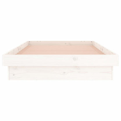 White Solid Wood LED Bed Frame, Small Single - No Mattress