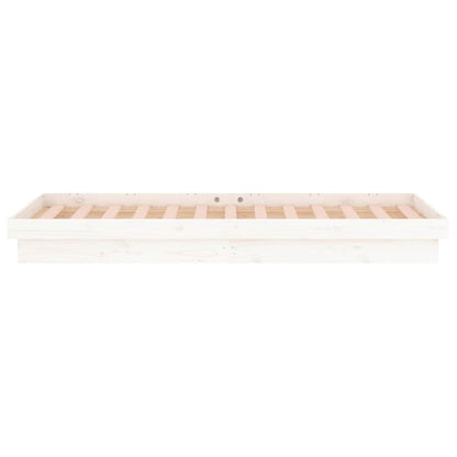 White Solid Wood LED Bed Frame, Small Single - No Mattress