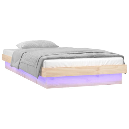 LED Bed Frame without Mattress Single Solid Wood