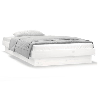 Solid Wood LED Bed Frame - White, Single Size (No Mattress)