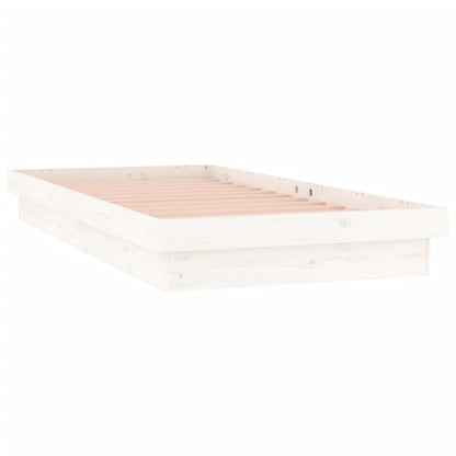 Solid Wood LED Bed Frame - White, Single Size (No Mattress)