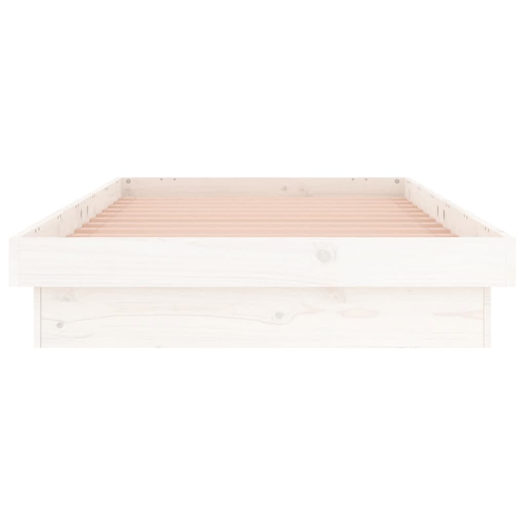 Solid Wood LED Bed Frame - White, Single Size (No Mattress)