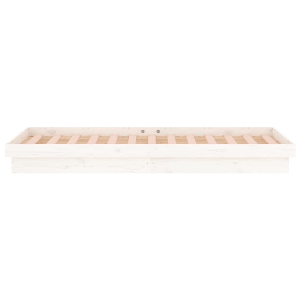 Solid Wood LED Bed Frame - White, Single Size (No Mattress)