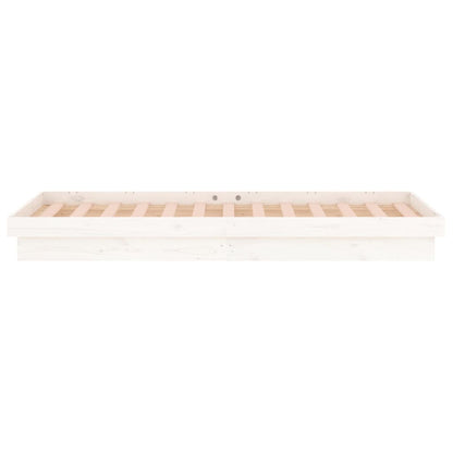 Solid Wood LED Bed Frame - White, Single Size (No Mattress)