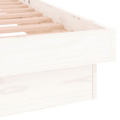 White Small Double LED Bed Frame - Solid Wood, No Mattress Included