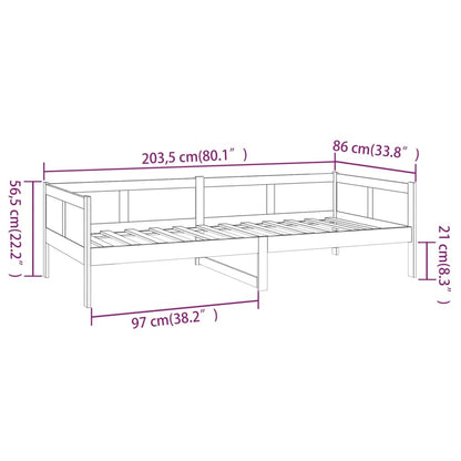 Solid Pine Wood Day Bed Frame 80x200 cm - Mattress Not Included