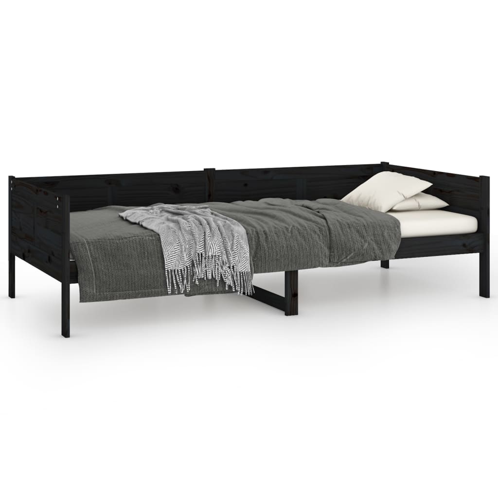 Black Solid Wood Pine Day Bed 90x190 cm - Frame Only