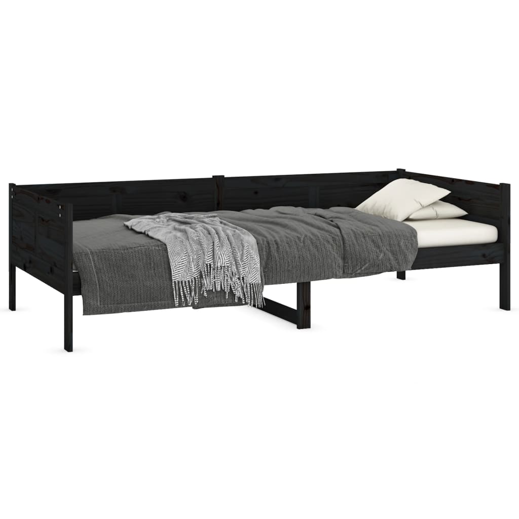 Black Solid Wood Pine Day Bed 90x190 cm - Frame Only