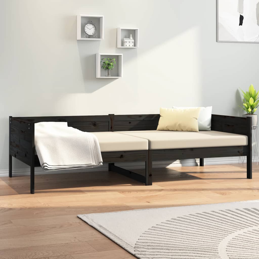 Black Solid Wood Pine Day Bed 90x190 cm - Frame Only