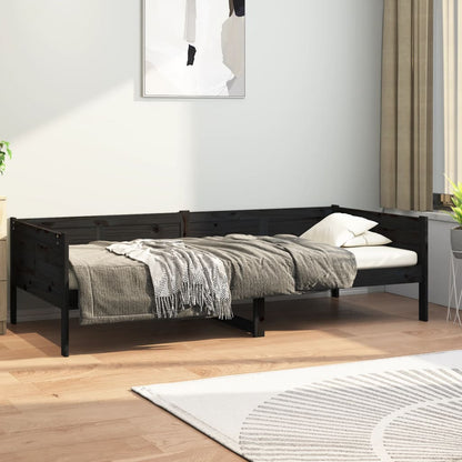 Black Solid Wood Pine Day Bed 90x190 cm - Frame Only