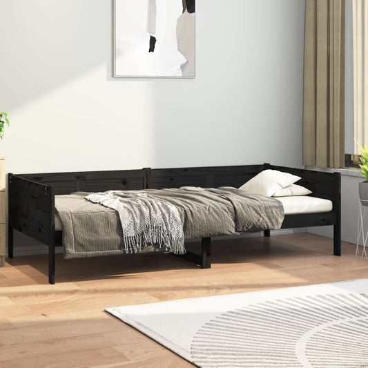 Black Solid Wood Pine Day Bed 90x190 cm - Frame Only