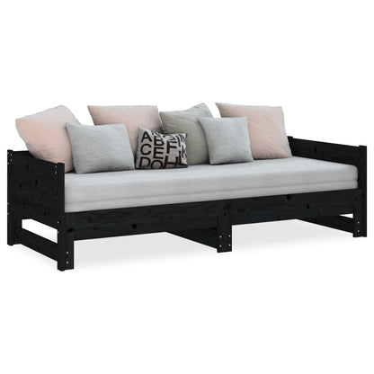 Pull-out Day Bed without Mattress Black 2x(90x190) cm