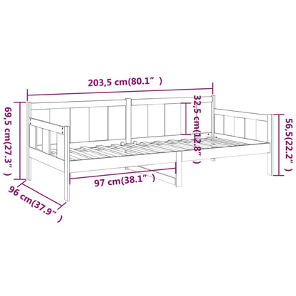 Honey Brown Solid Pine Day Bed 90x200 cm (Mattress Not Included)