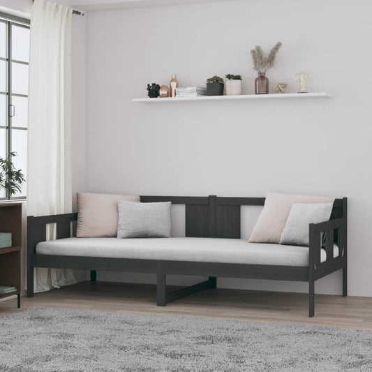 Solid Pine Grey Day Bed Frame 80x200 cm - No Mattress Included
