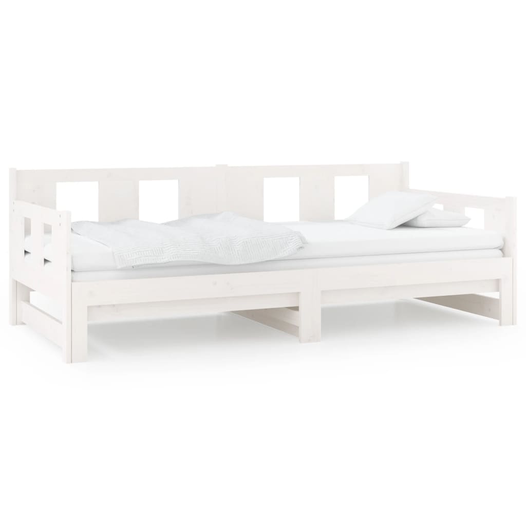 White Solid Pine Pull-Out Day Bed Frame - Without Mattress, 2x cm