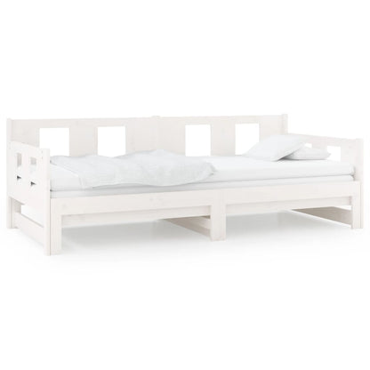 White Solid Pine Pull-Out Day Bed Frame - Without Mattress, 2x cm