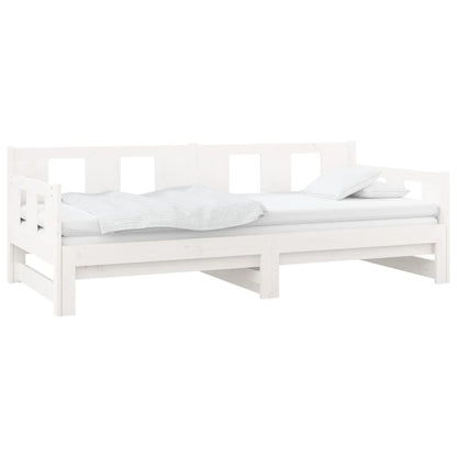 White Solid Pine Pull-Out Day Bed Frame - Without Mattress, 2x cm