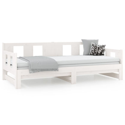 White Solid Pine Pull-Out Day Bed Frame - Without Mattress, 2x cm