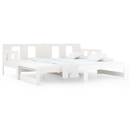 White Solid Pine Pull-Out Day Bed Frame - Without Mattress, 2x cm