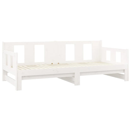 White Solid Pine Pull-Out Day Bed Frame - Without Mattress, 2x cm