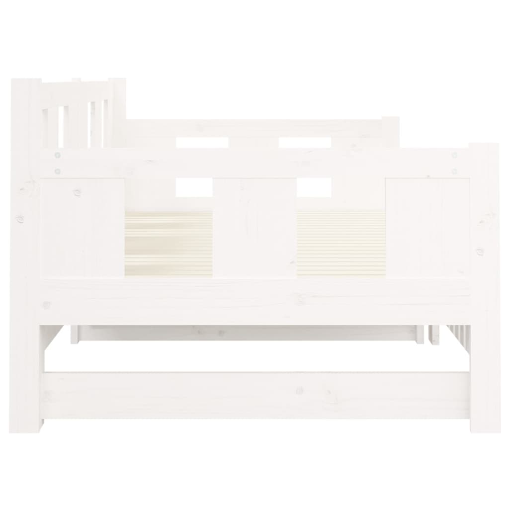 White Solid Pine Pull-Out Day Bed Frame - Without Mattress, 2x cm