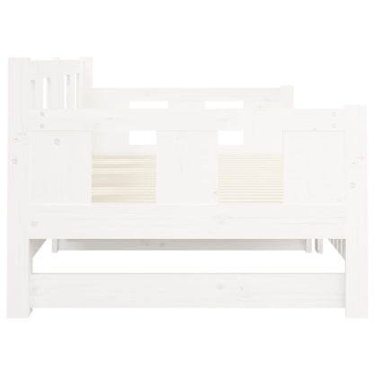 White Solid Pine Pull-Out Day Bed Frame - Without Mattress, 2x cm