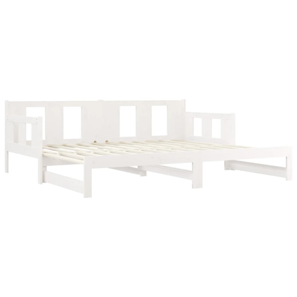 White Solid Pine Pull-Out Day Bed Frame - Without Mattress, 2x cm