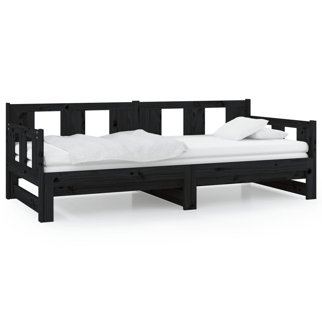 Black Metal Pull-out Day Bed Frame 2x(80x200) cm - Mattress Not Included