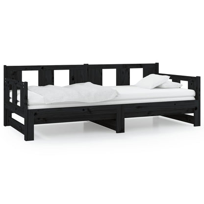 Black Metal Pull-out Day Bed Frame 2x(80x200) cm - Mattress Not Included