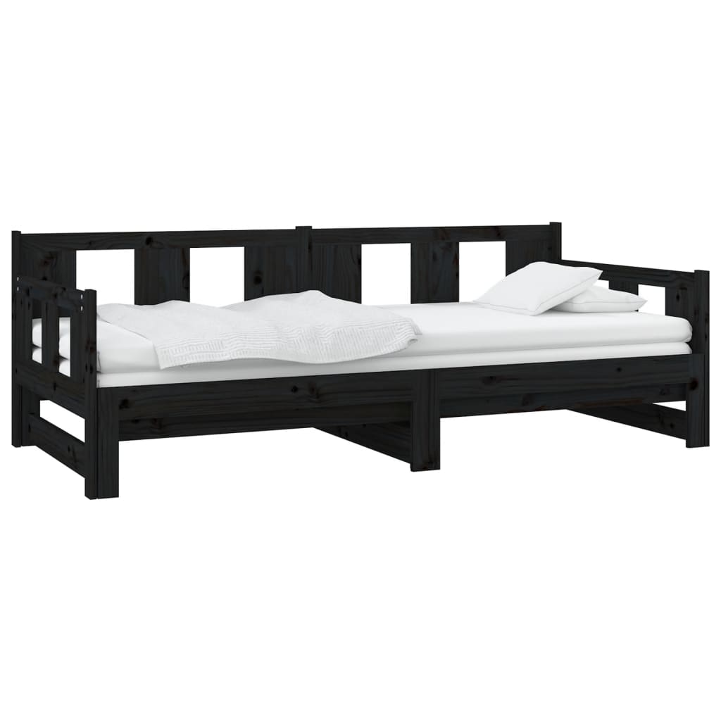Black Metal Pull-out Day Bed Frame 2x(80x200) cm - Mattress Not Included
