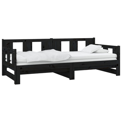 Black Metal Pull-out Day Bed Frame 2x(80x200) cm - Mattress Not Included
