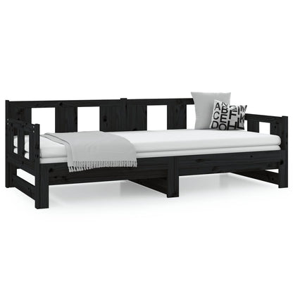 Black Metal Pull-out Day Bed Frame 2x(80x200) cm - Mattress Not Included