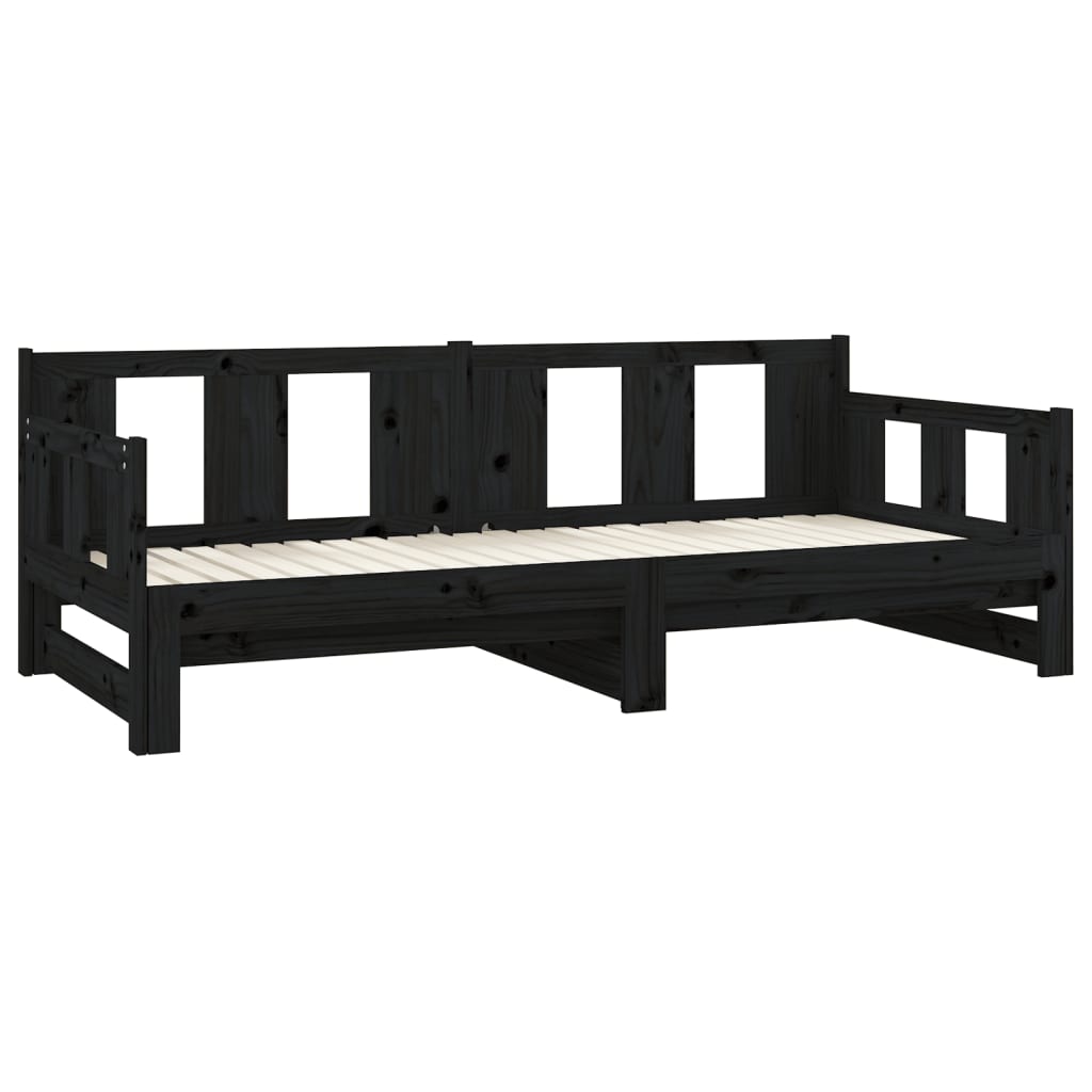 Black Metal Pull-out Day Bed Frame 2x(80x200) cm - Mattress Not Included