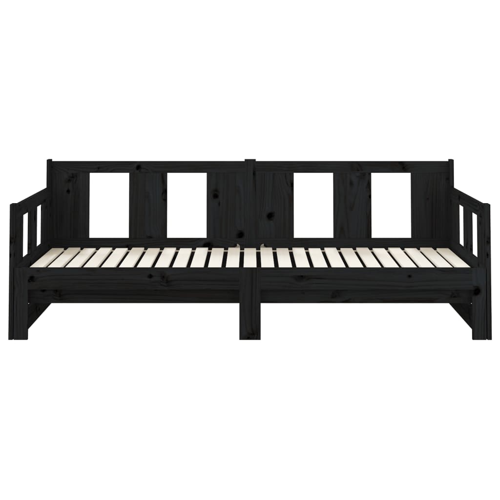 Black Metal Pull-out Day Bed Frame 2x(80x200) cm - Mattress Not Included