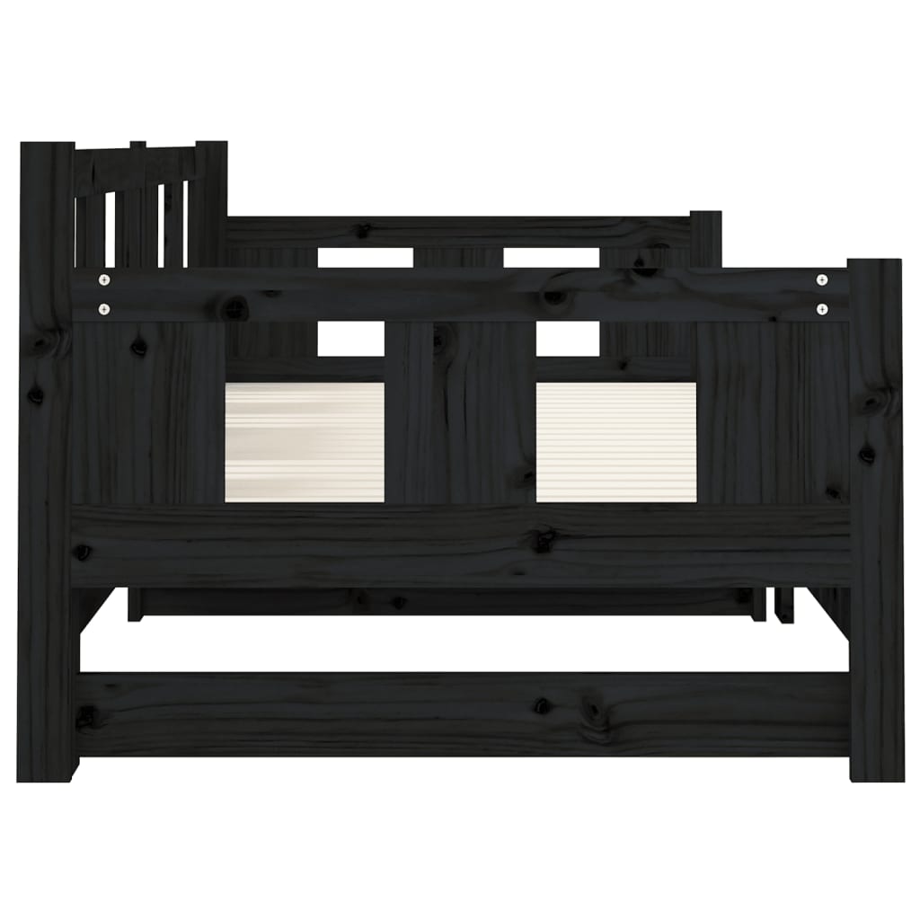Black Metal Pull-out Day Bed Frame 2x(80x200) cm - Mattress Not Included