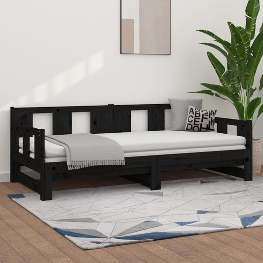 Black Metal Pull-out Day Bed Frame 2x(80x200) cm - Mattress Not Included