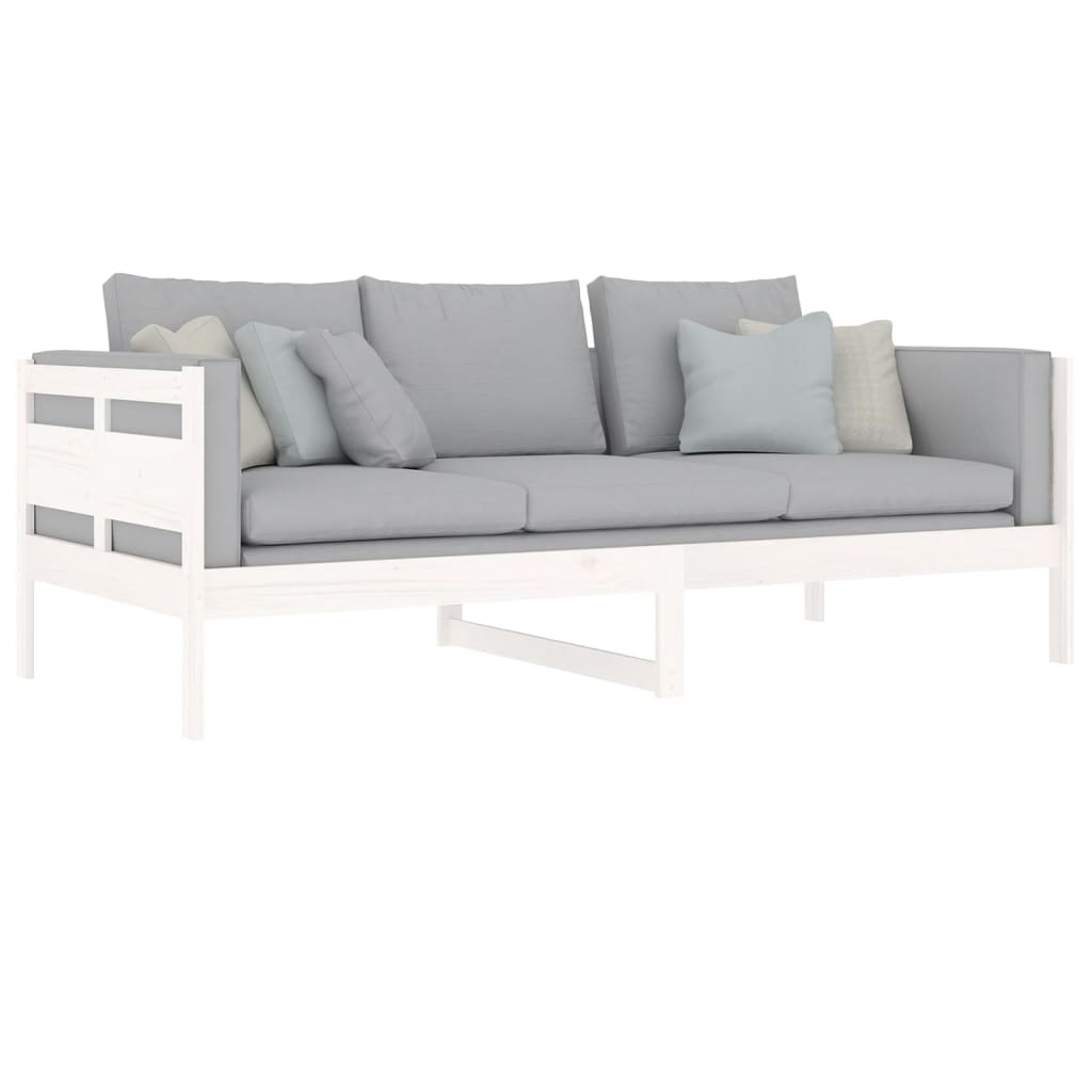 White Solid Wood Pine Day Bed Frame 90x200 cm - Mattress Not Included
