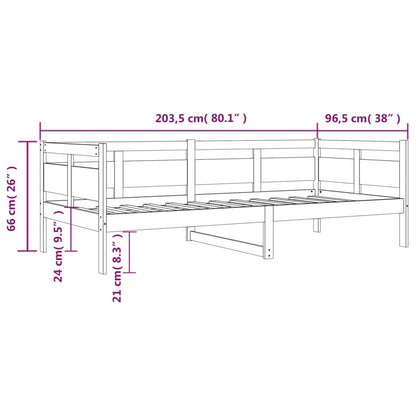 White Solid Wood Pine Day Bed Frame 90x200 cm - Mattress Not Included