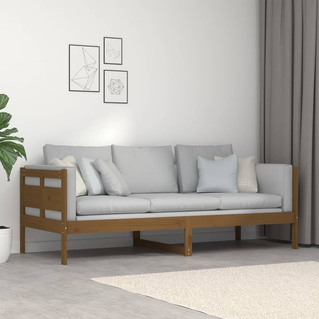 Honey Brown Solid Pine Day Bed Frame - 80x200 cm (No Mattress)
