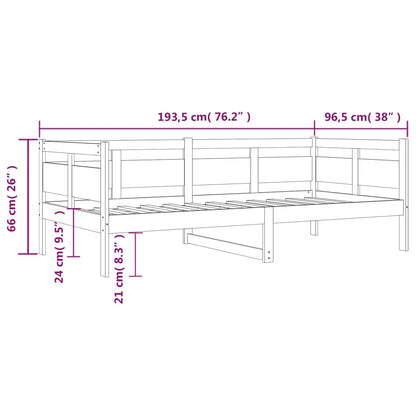 White Solid Wood Pine Day Bed 90x190 cm - Single Frame Only